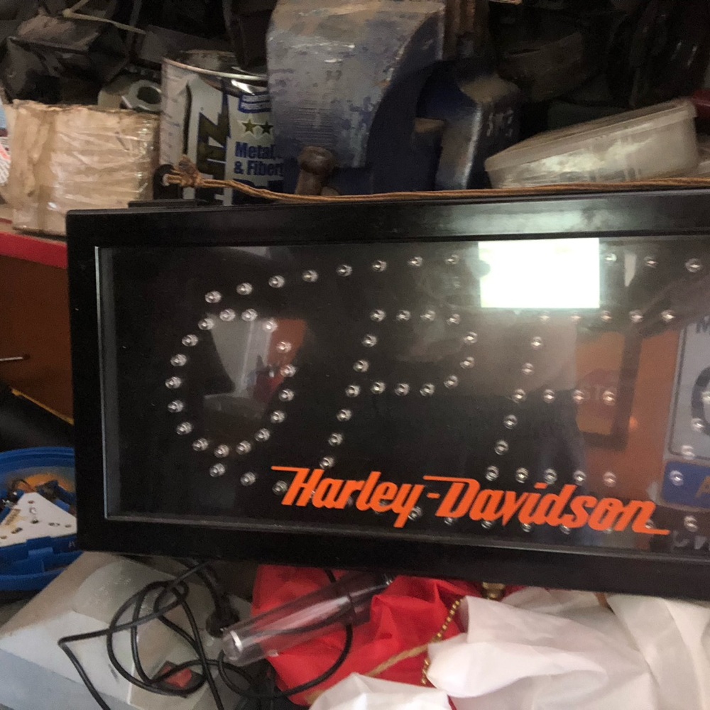 Harley-Davidson Illuminated Sign with Orange Lettering